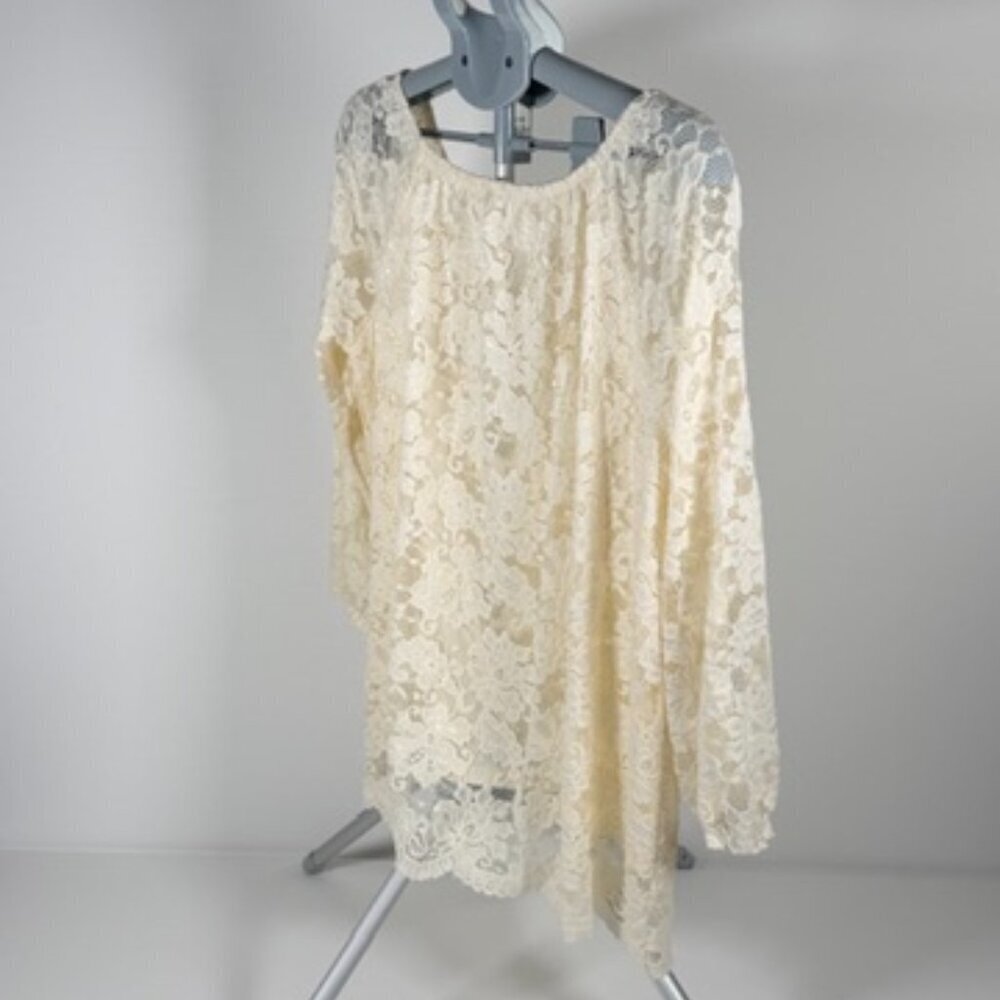 Cato Ivory Lace Off-Shoulder Long Sleeve Top - Picture 4 of 8